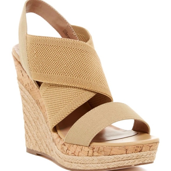 Charles David Shoes - Charles David nude cork/espadrilles wedge sandal
